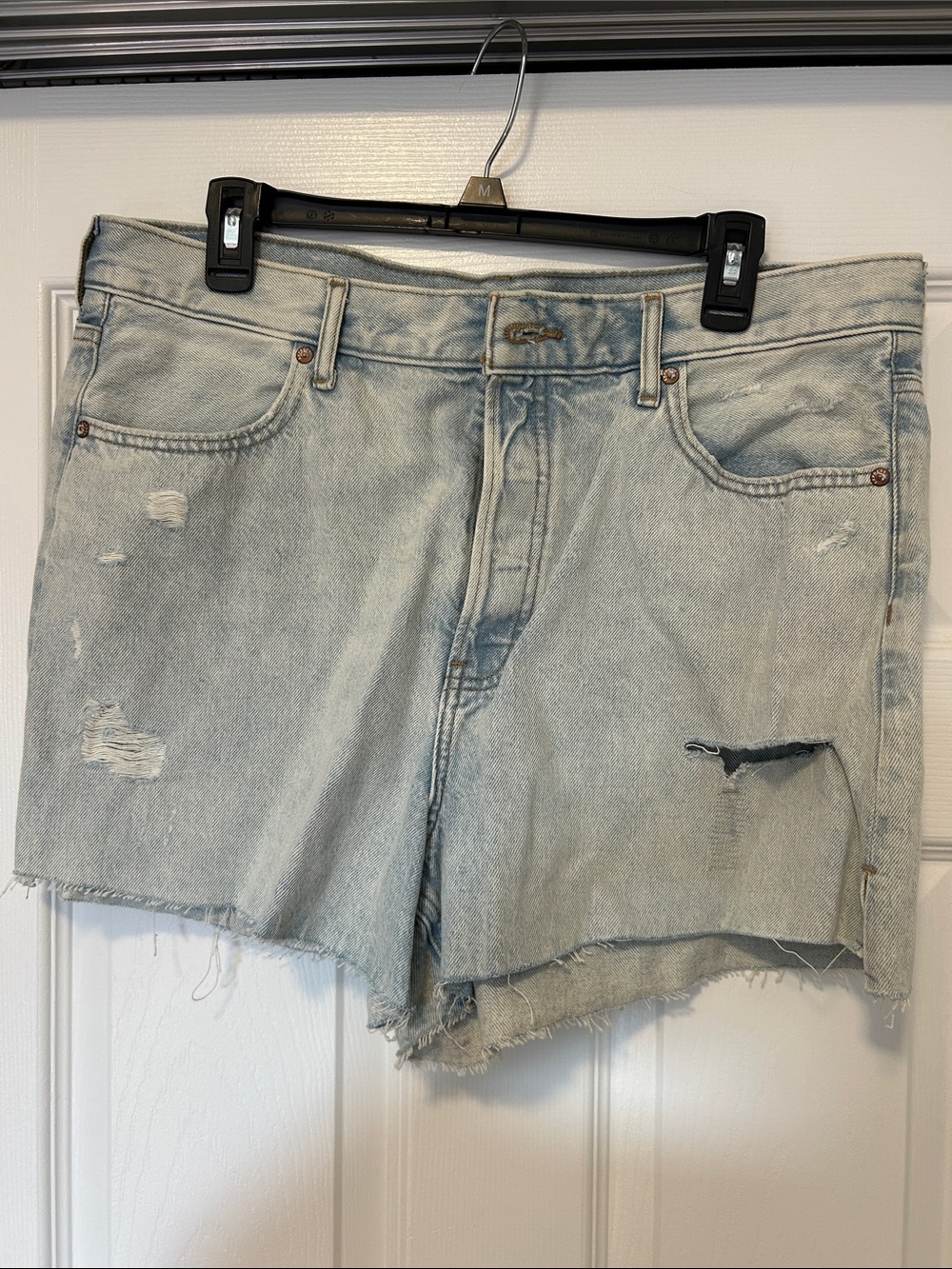 Classic High-Rise Light Wash Denim Shorts